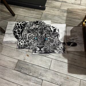 Leopard Canvas Wall Art with Blue Eyes